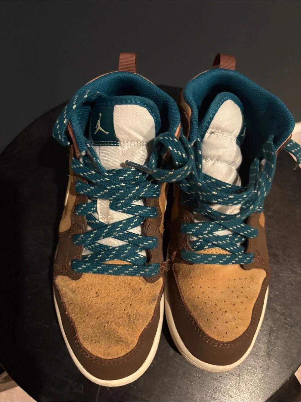 Kids Air Jordan Suede Sneakers in Brown and Teal